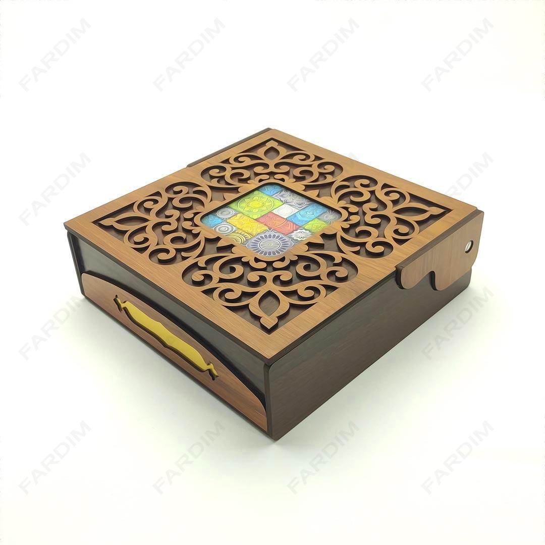 طرح برش لیزر جعبه پذیرایی و دمنوش در 5طرح کد A132317